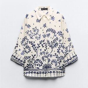 NWT Zara Printed Kimono Shirt in size XS X-small